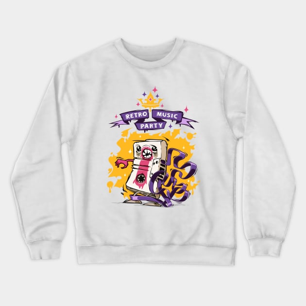 Retro Music Party Poster Crewneck Sweatshirt by Voysla